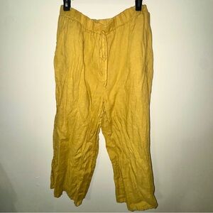Jaded Gypsy Cropped Drawstring Linen 'Camilla' Pants in Mustard